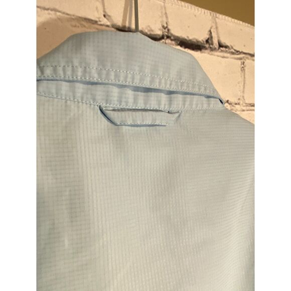 Habit 40+ Men's Solar Factor Short Sleeve Button Up Shirt Size M Light Blue - Picture 9 of 12